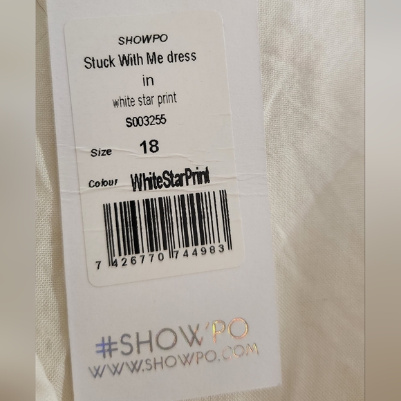 BNWT Showpo Stuck With Me Dress in White Star Print - Size 18 - Picture 6 of 12